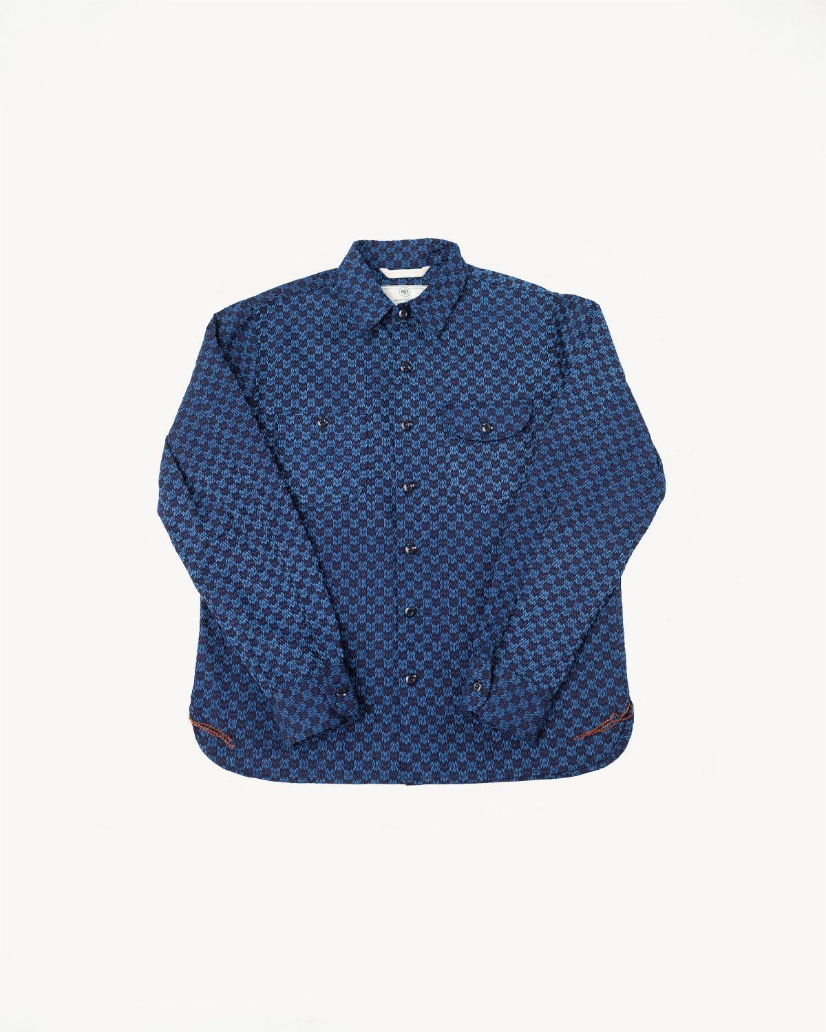 10oz - Dant x RGT - Sashiko Wavy Check Work Shirt - Indigo x Indigo