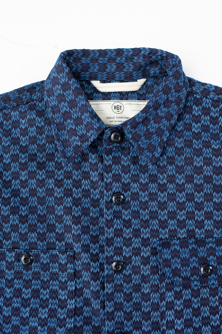 10oz - Dant x RGT - Sashiko Wavy Check Work Shirt - Indigo x Indigo