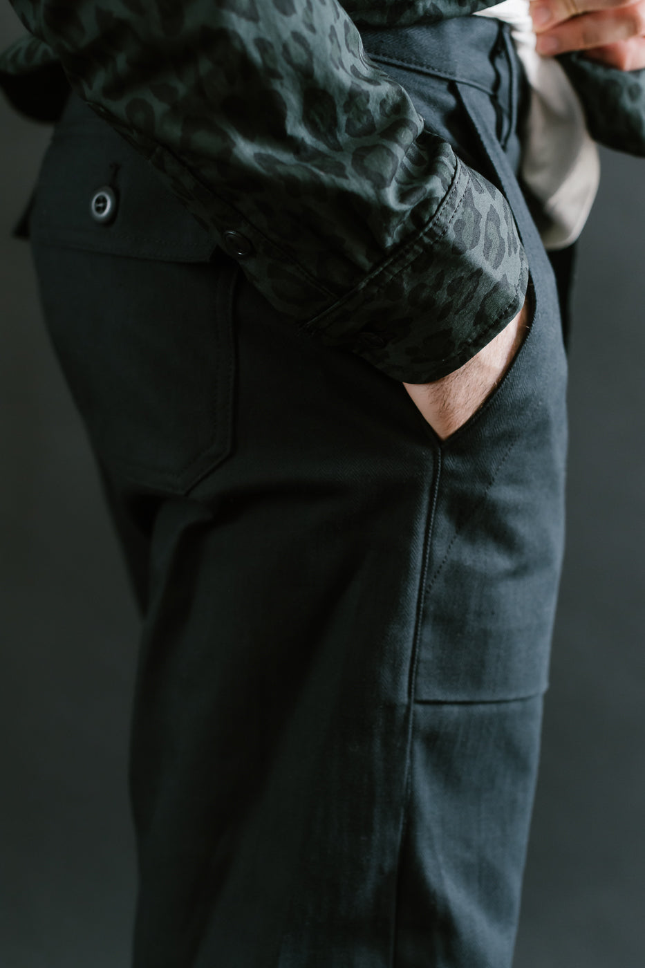 10oz - Herringbone Fatigue Pants - Black