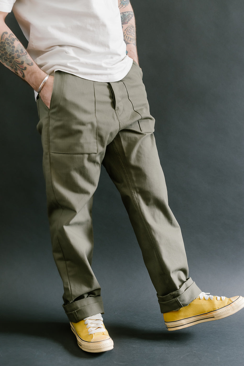 10oz - Herringbone Fatigue Pants - Olive