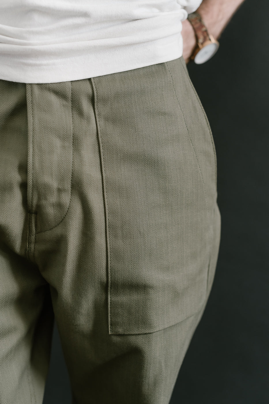 10oz - Herringbone Fatigue Pants - Olive