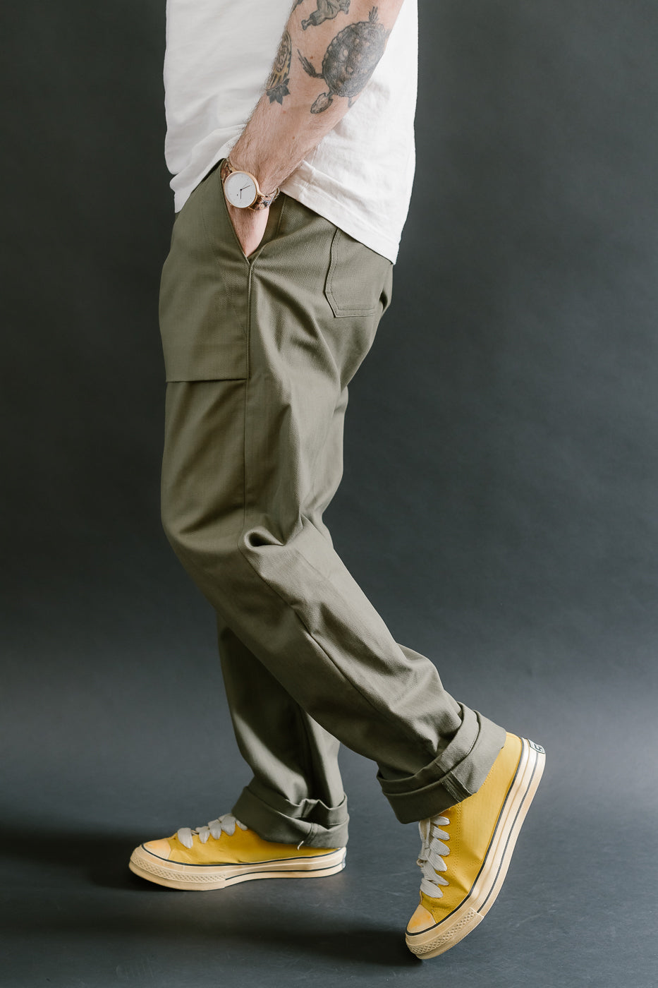 10oz - Herringbone Fatigue Pants - Olive