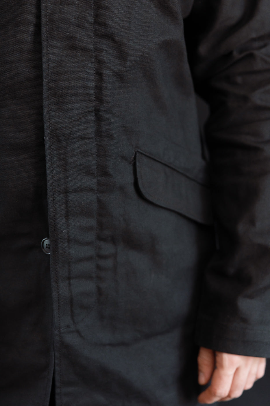10oz - Trench Coat Dry Waxed Canvas - Black