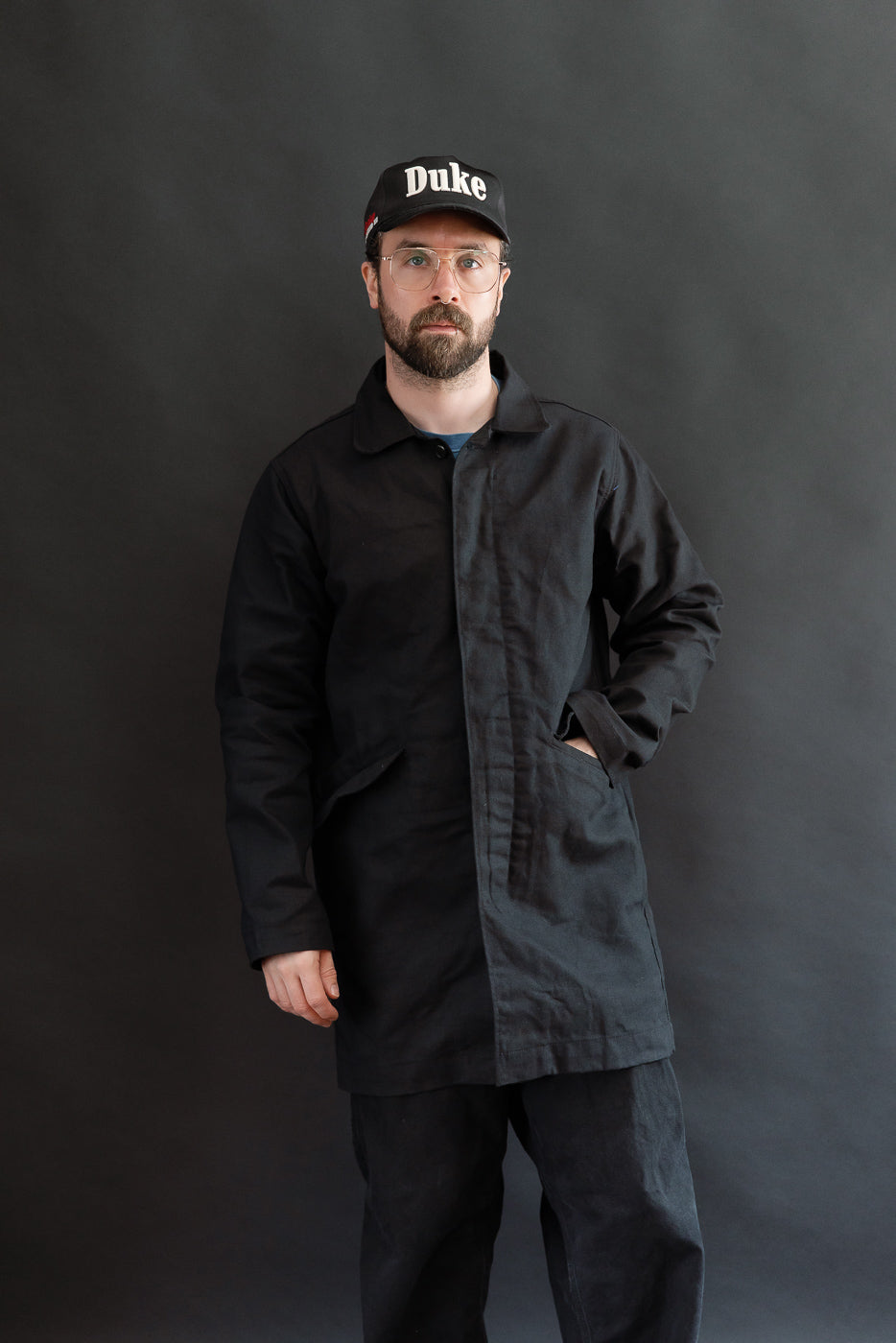 10oz - Trench Coat Dry Waxed Canvas - Black