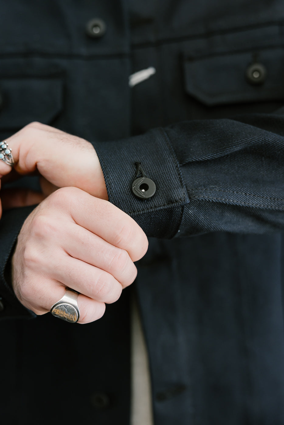 13.5oz - Indigo x Black Selvedge Denim - Cruiser Jacket