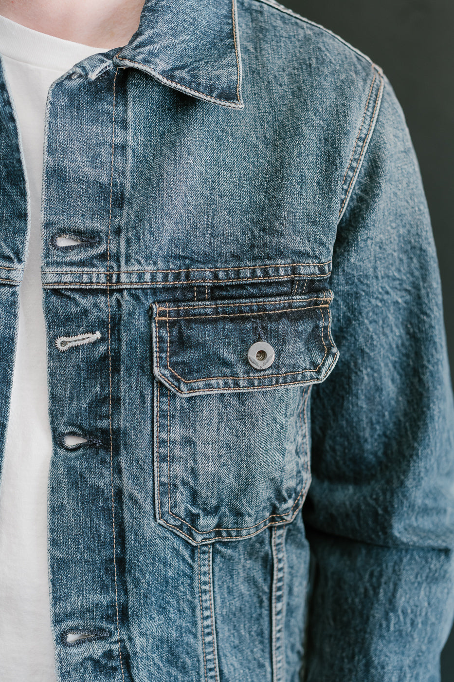 15oz - Medium Wash Indigo Selvedge Denim - Cruiser Jacket