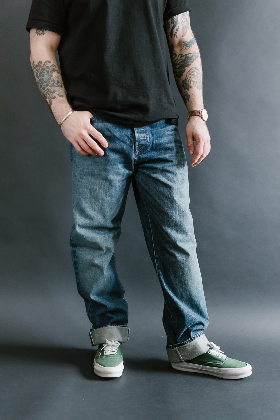 15oz - Vintage Washed Selvedge Strider Pant - Medium Indigo