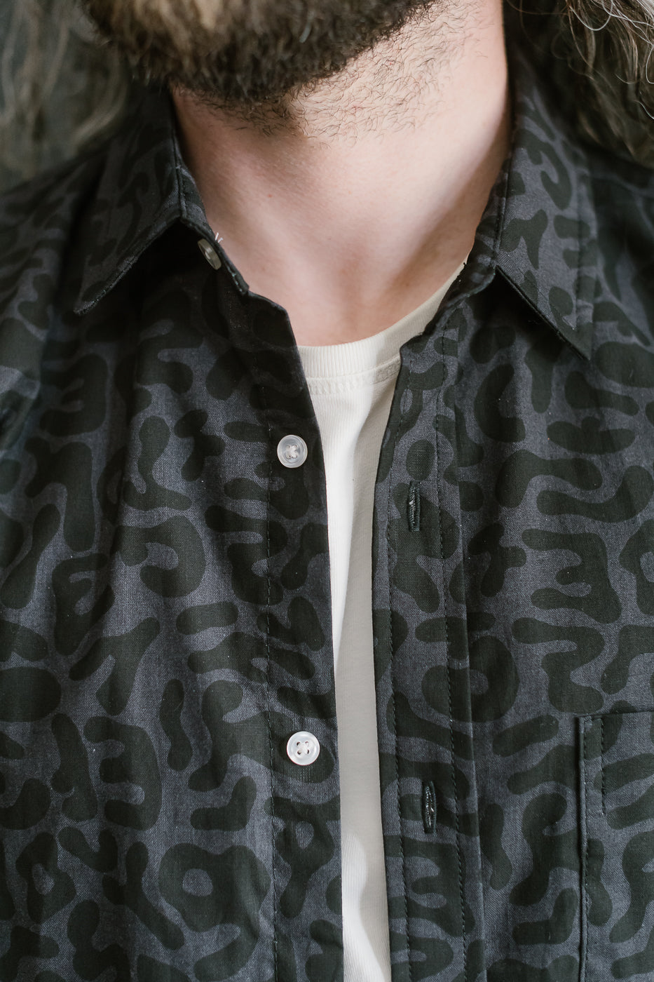 Oxford Shirt Alphabet Camo - Grey