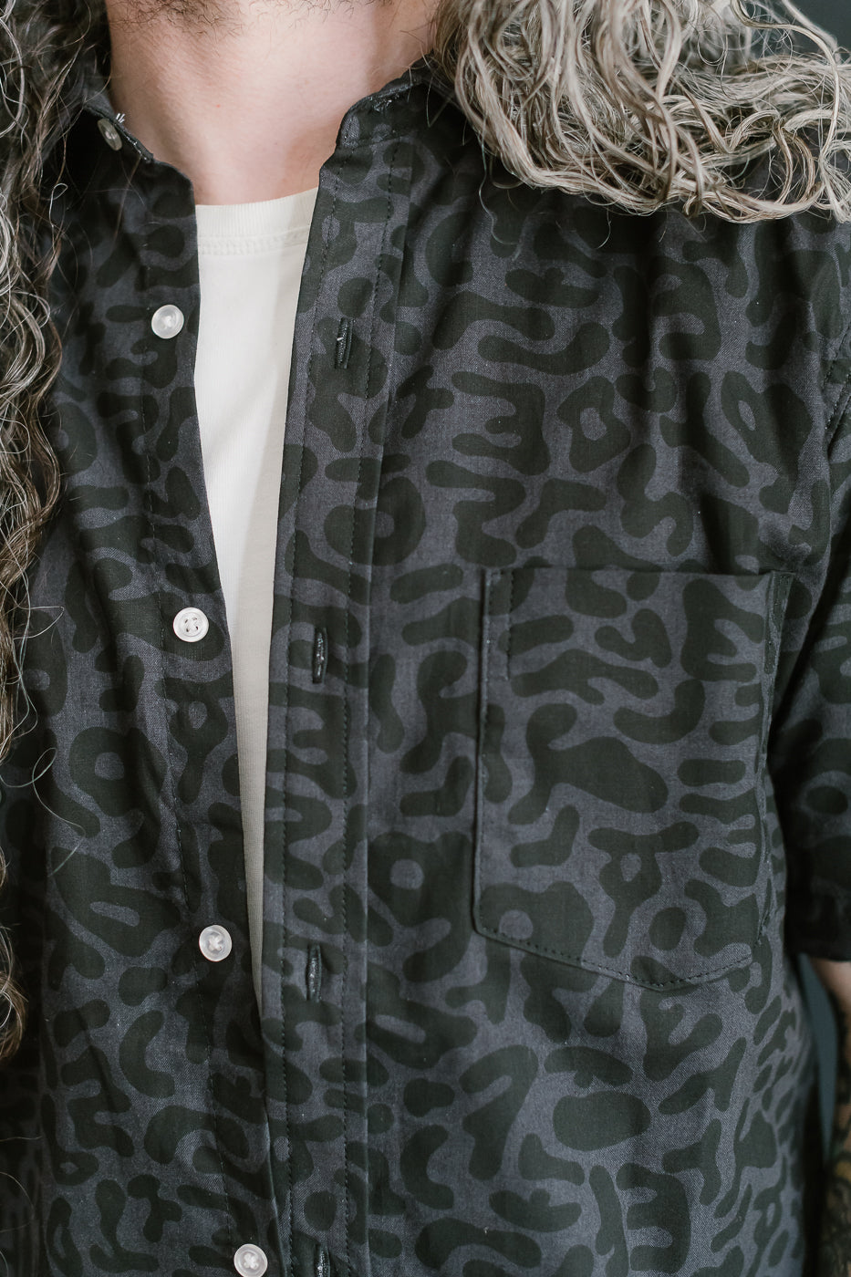 Oxford Shirt Alphabet Camo - Grey