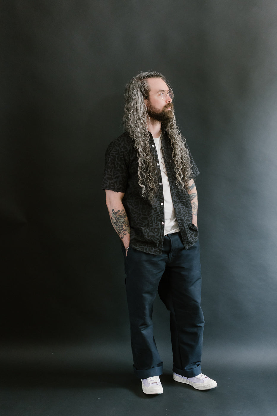 Oxford Shirt Alphabet Camo - Grey