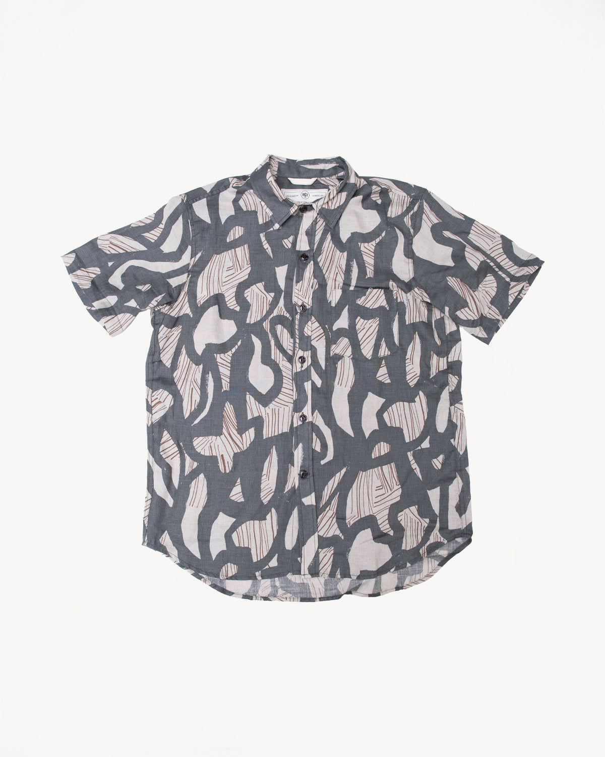 5oz Oxford Shirt Linen Shapes - Grey