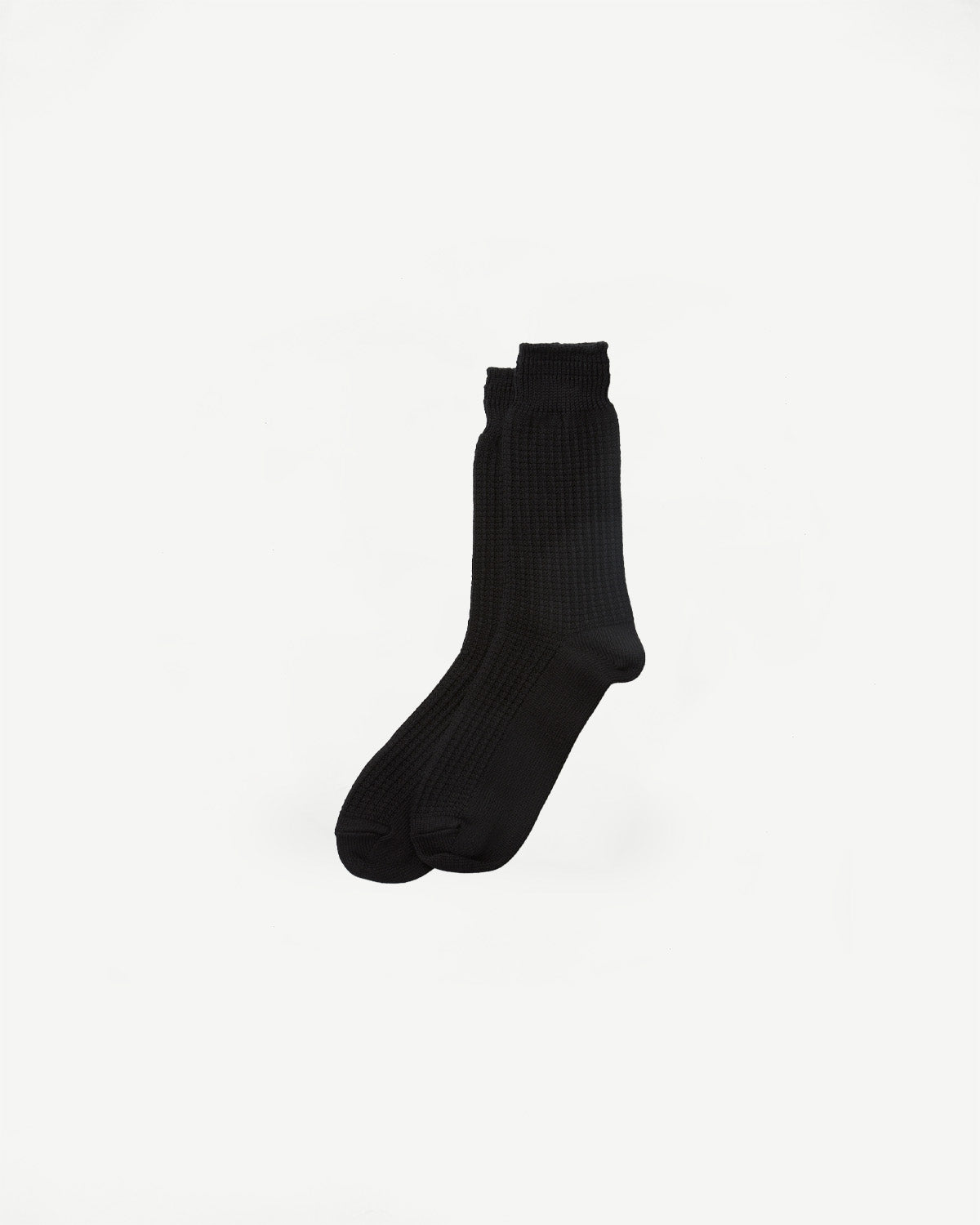 R1110 - Waffle Cotton Crew Sock - Black