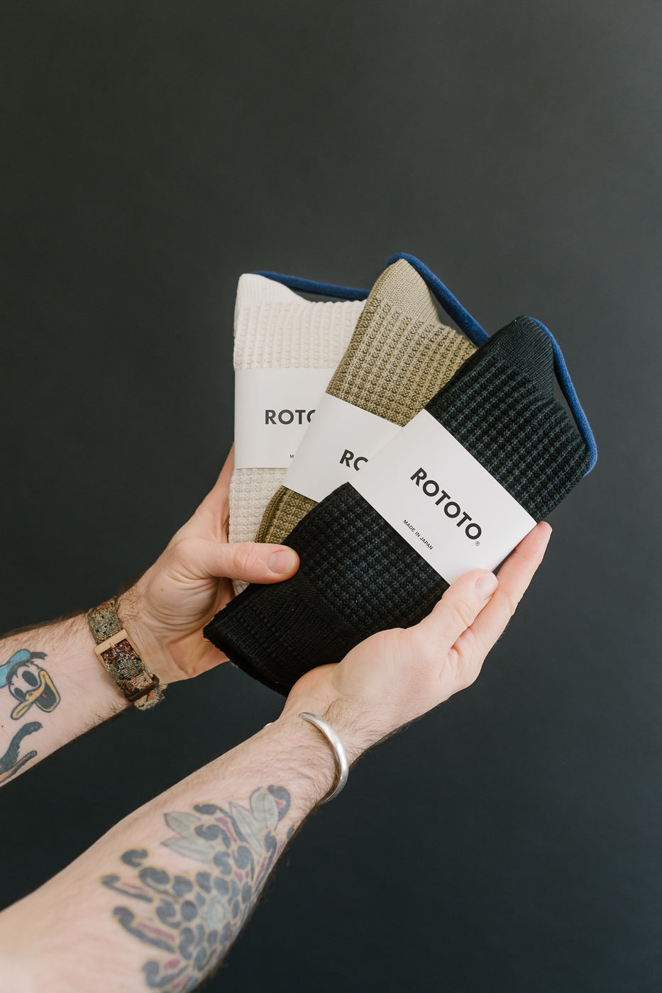 R1110 - Waffle Cotton Crew Sock - Raw White