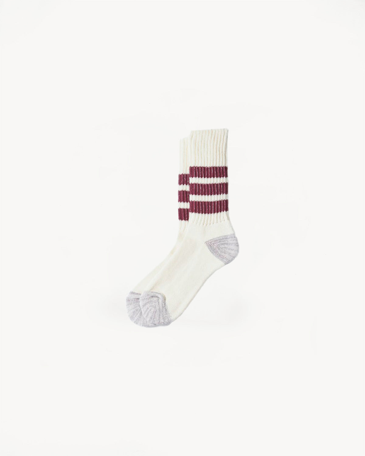 R1255 - Coarse Ribbed Old School Crew Socks - Bordeaux