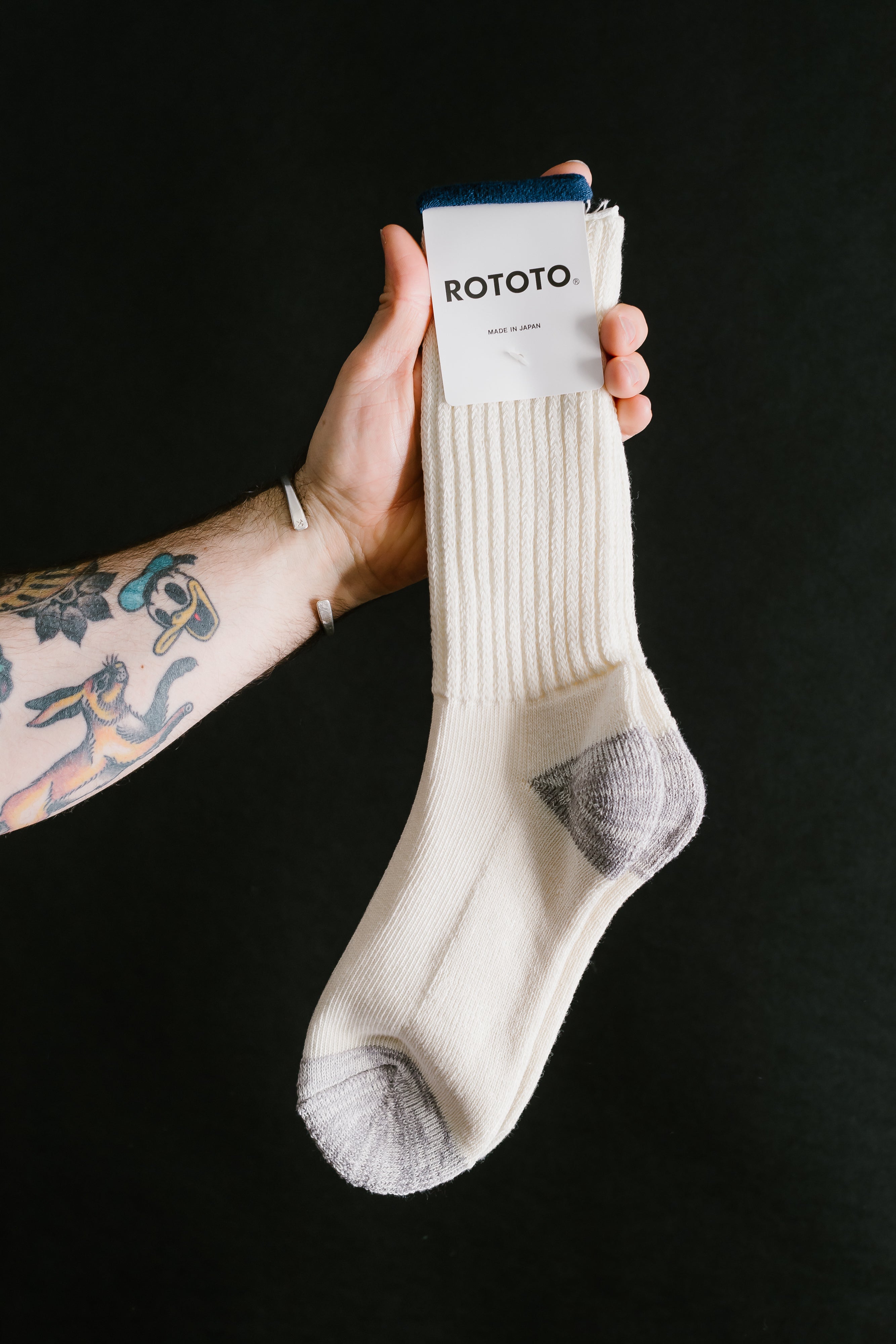 R1255 - Coarse Ribbed Old School Crew Socks - Ecru
