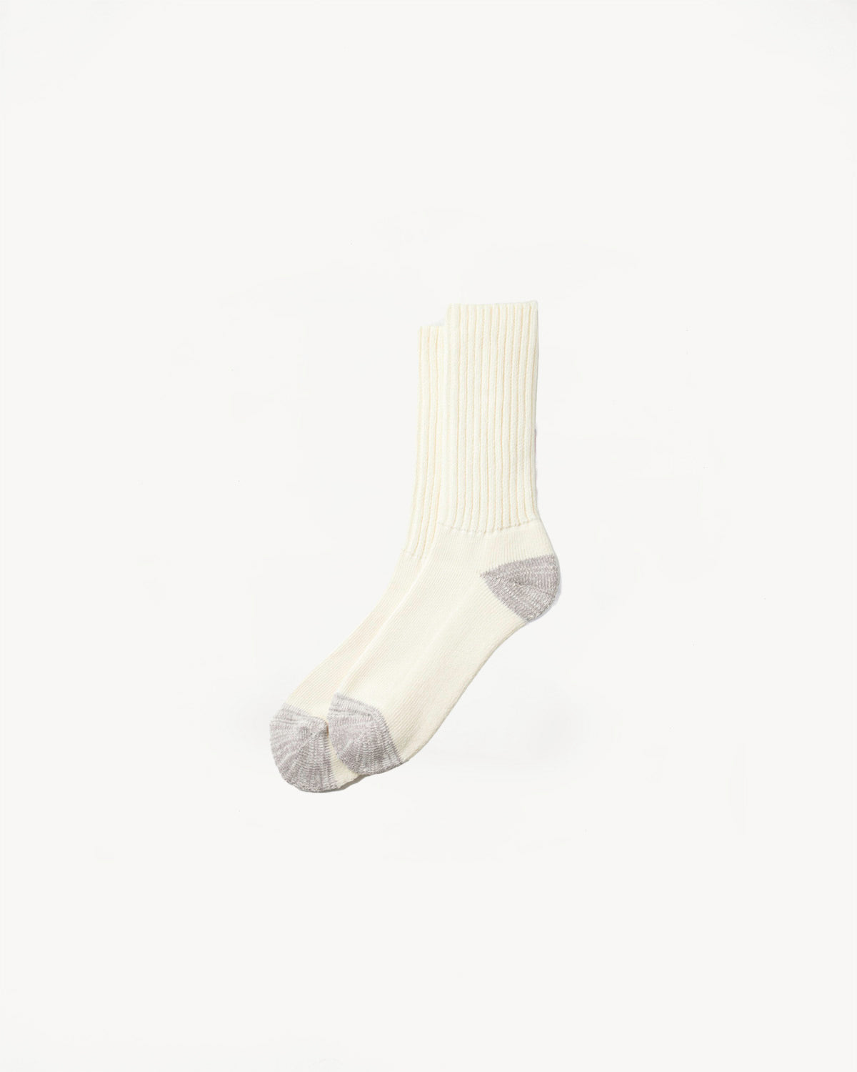 R1255 - Coarse Ribbed Old School Crew Socks - Ecru