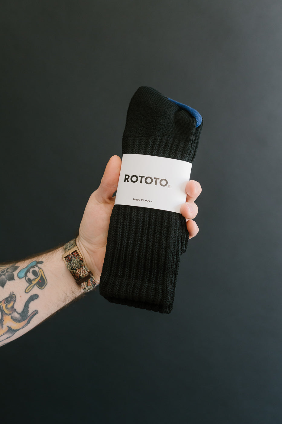 R1334 - Loose Pile Crew Sock - Black