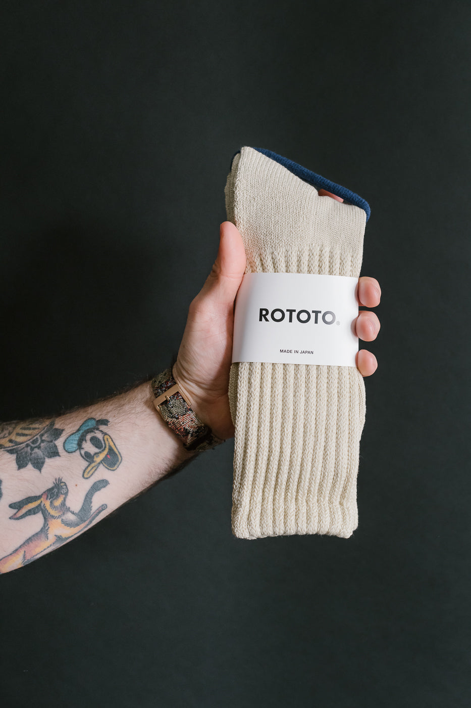 R1334 - Loose Pile Crew Sock - Raw Beige