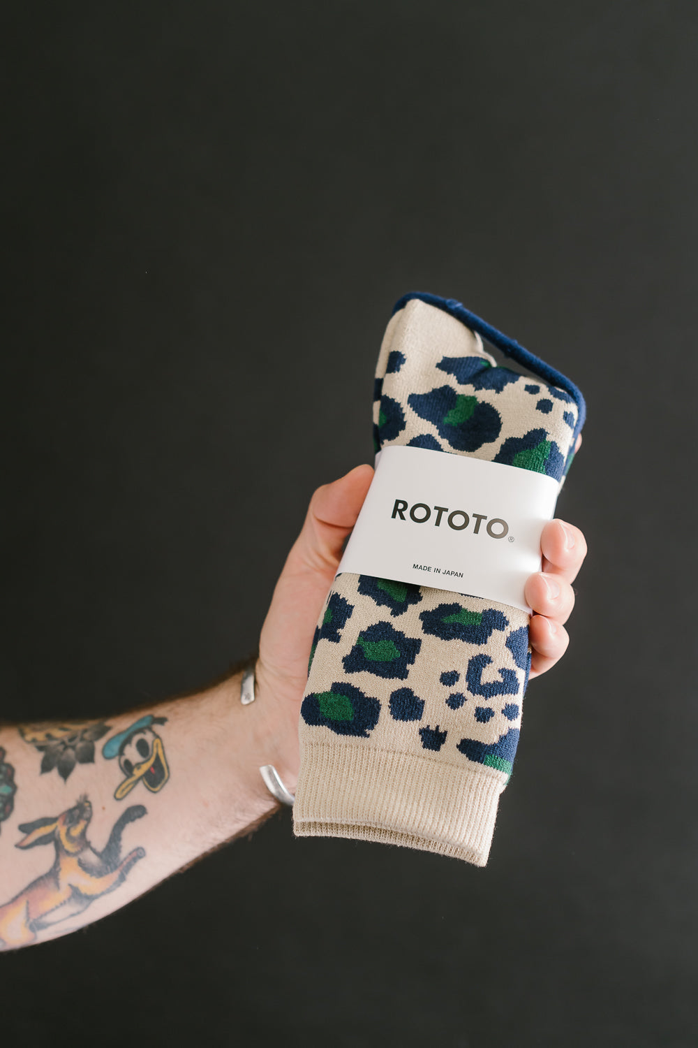 R1340 - Pile Leopard Socks - Navy, Green