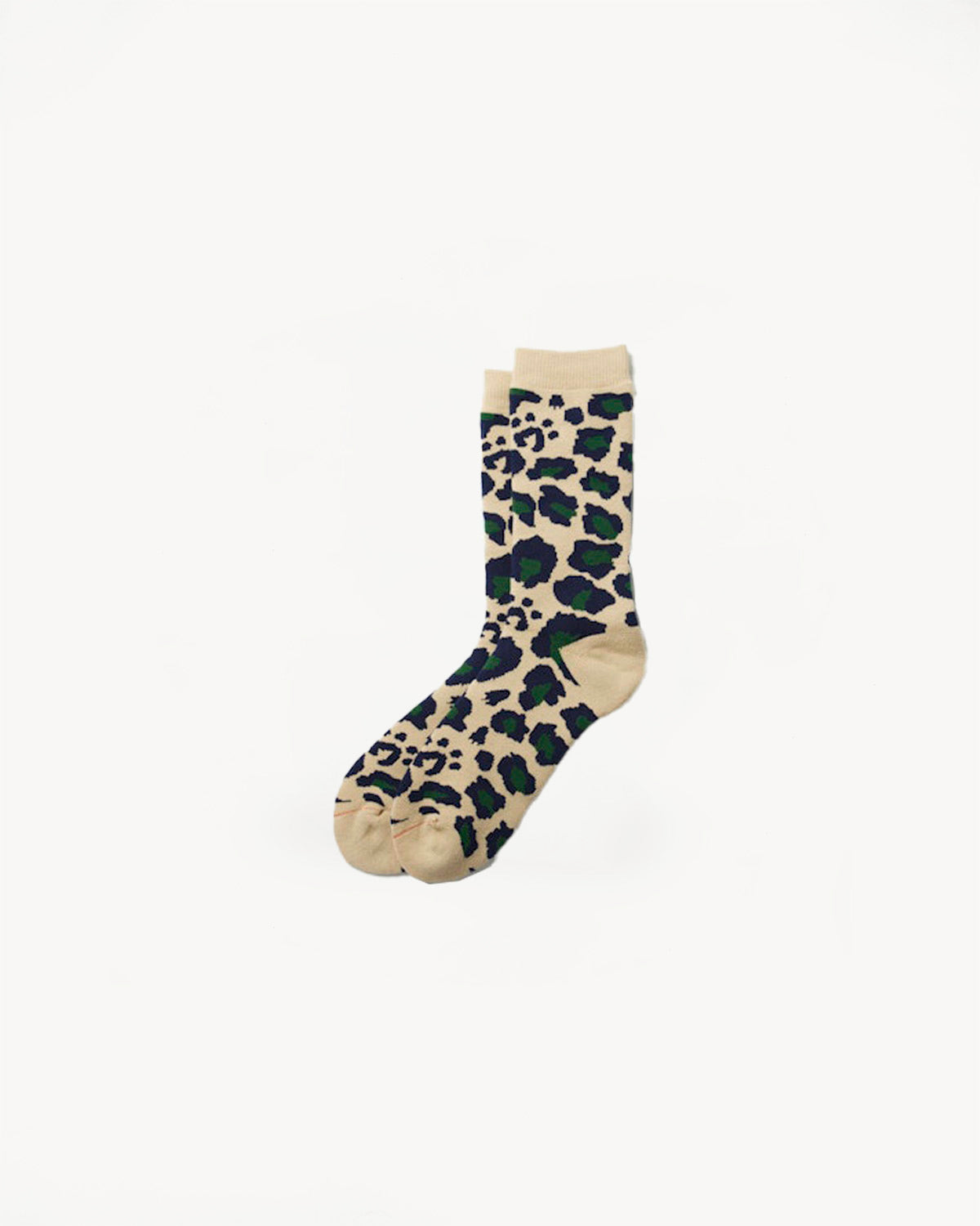 R1340 - Pile Leopard Socks - Navy, Green