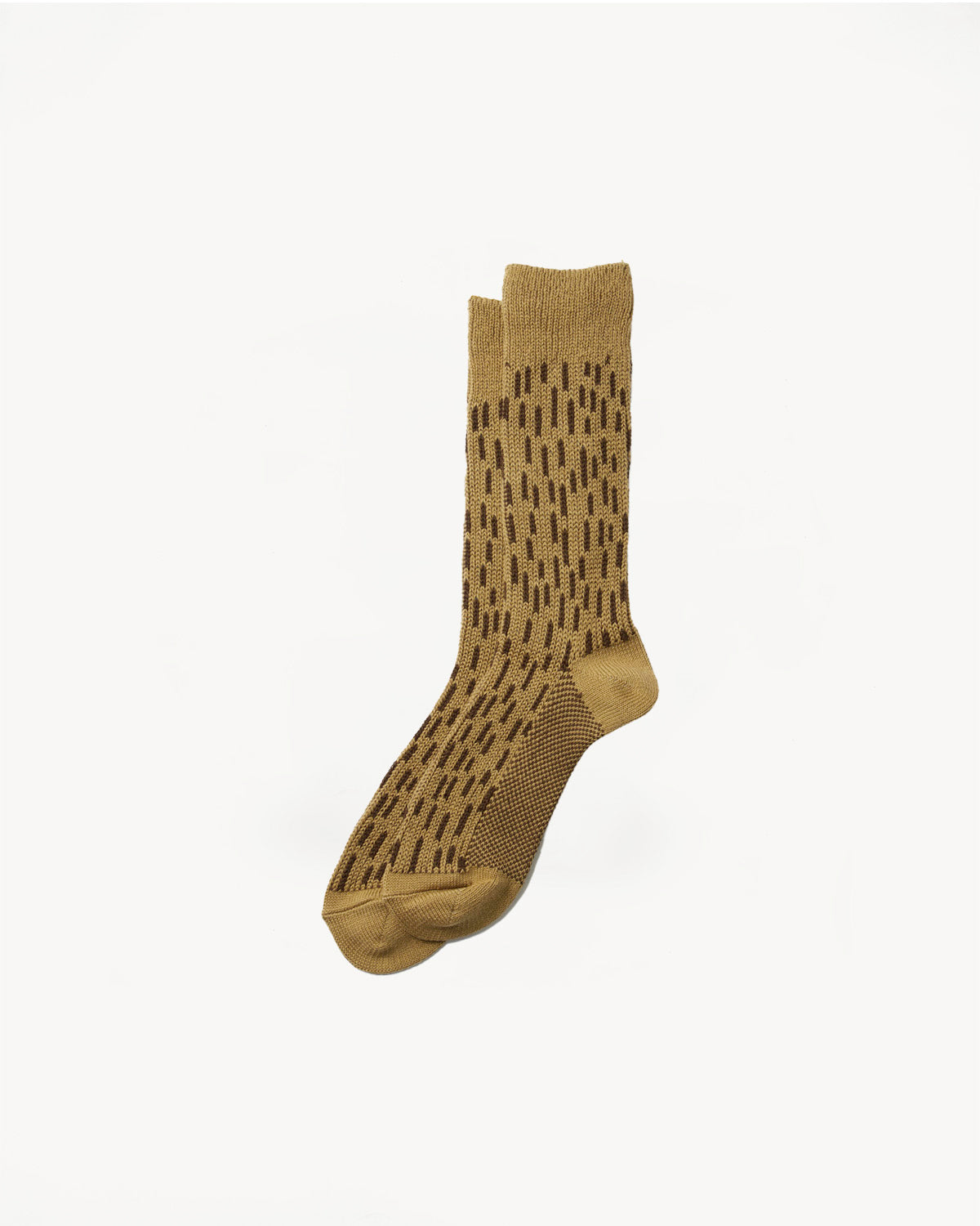R1431 - Rain Drop Crew Socks - Khaki, Dark Brown