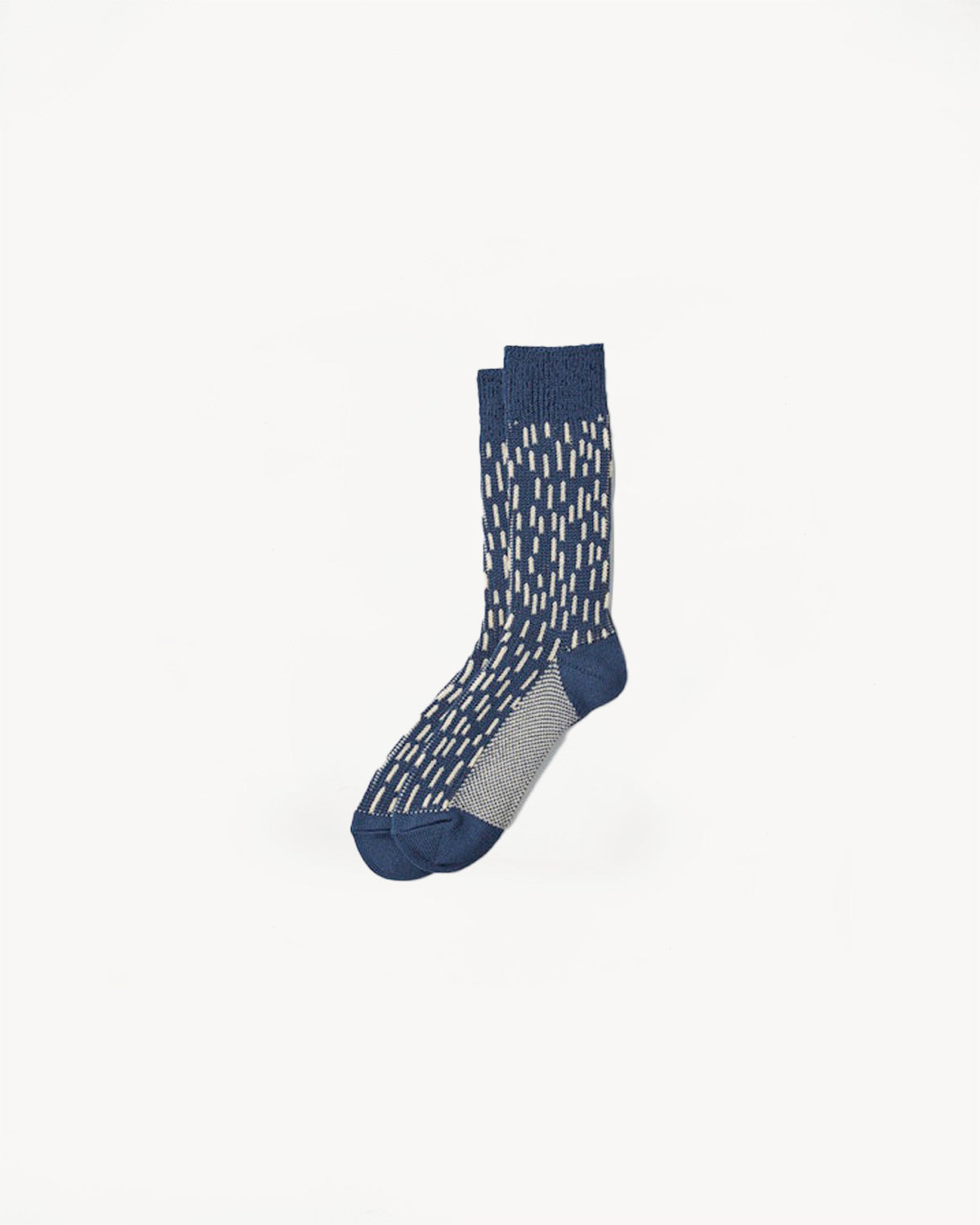 R1431 - Rain Drop Crew Socks - Steel Blue, Ivory
