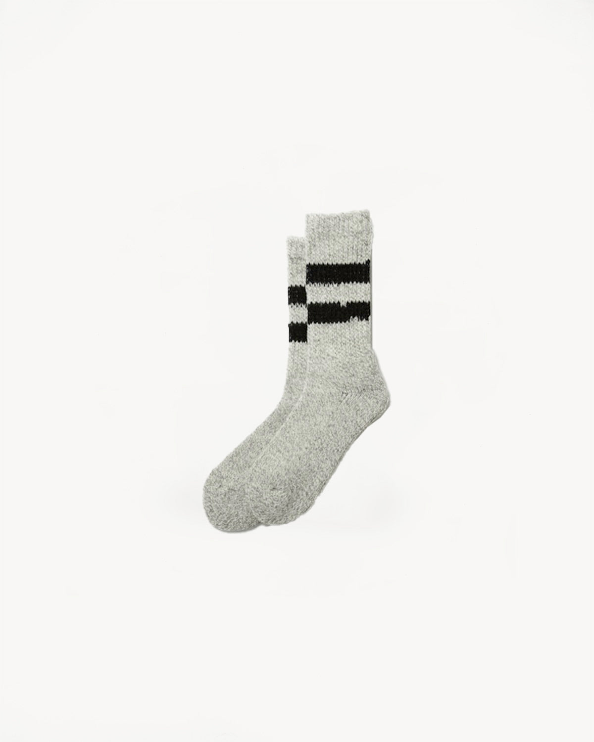 R1487 - Retro Winter Outdoor Crew Socks - Gray, Black