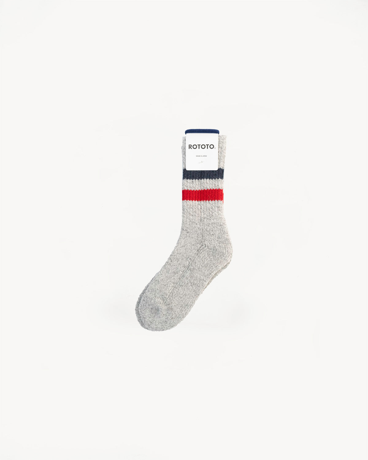 R1487 - Retro Winter Outdoor Crew Socks - Gray, Dark Blue, Red