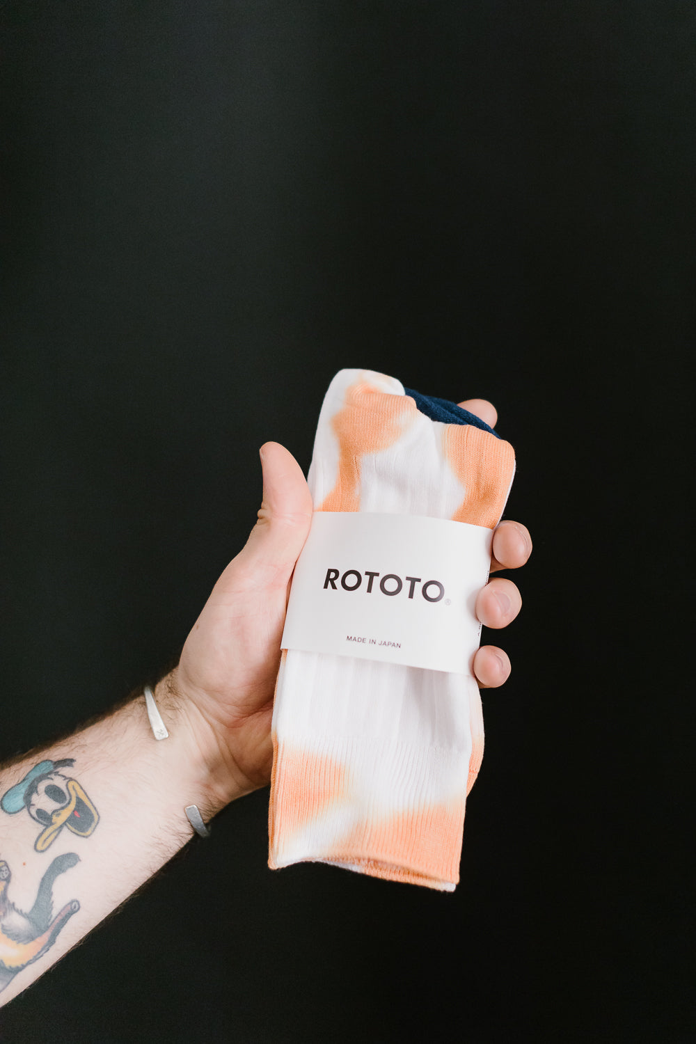 R1490 - Tie Dye Formal Crew Socks - Light Orange, White
