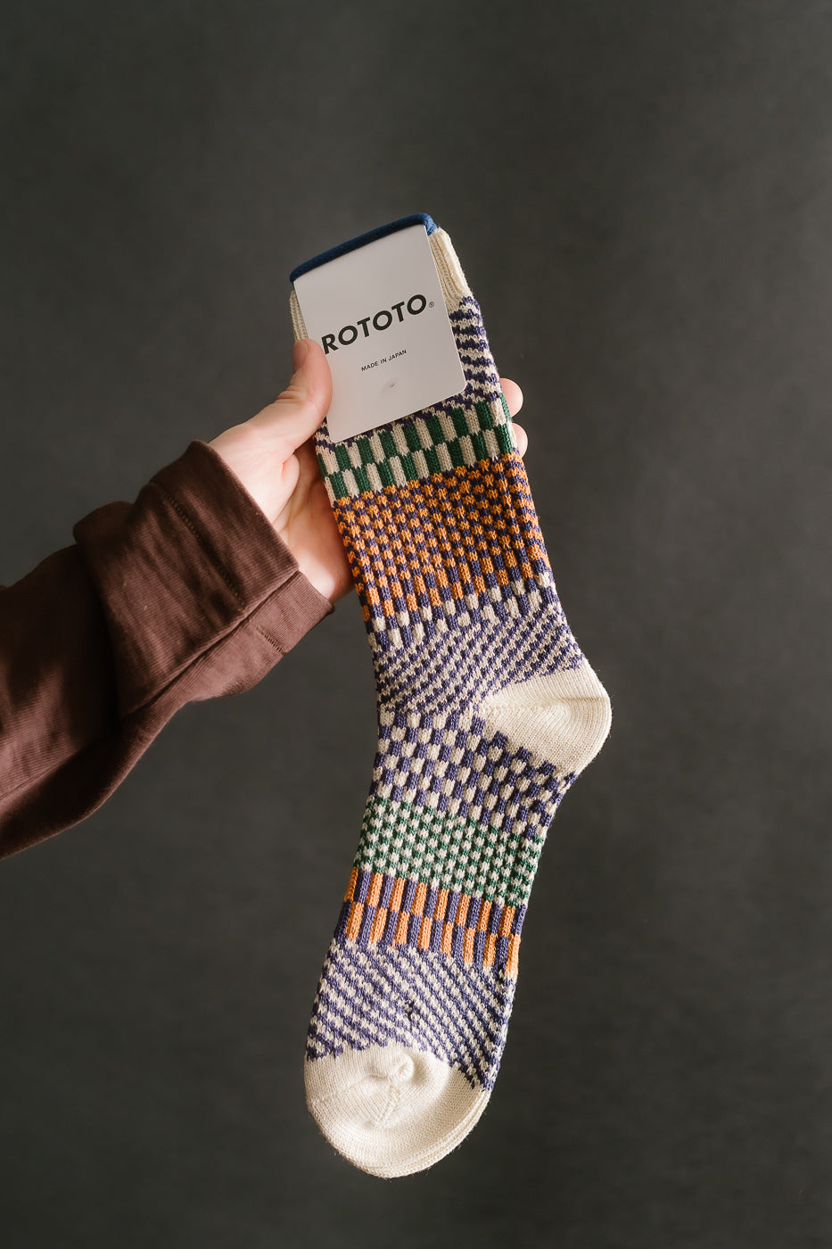R1549 - Check & Step Crew Socks - Blueberry