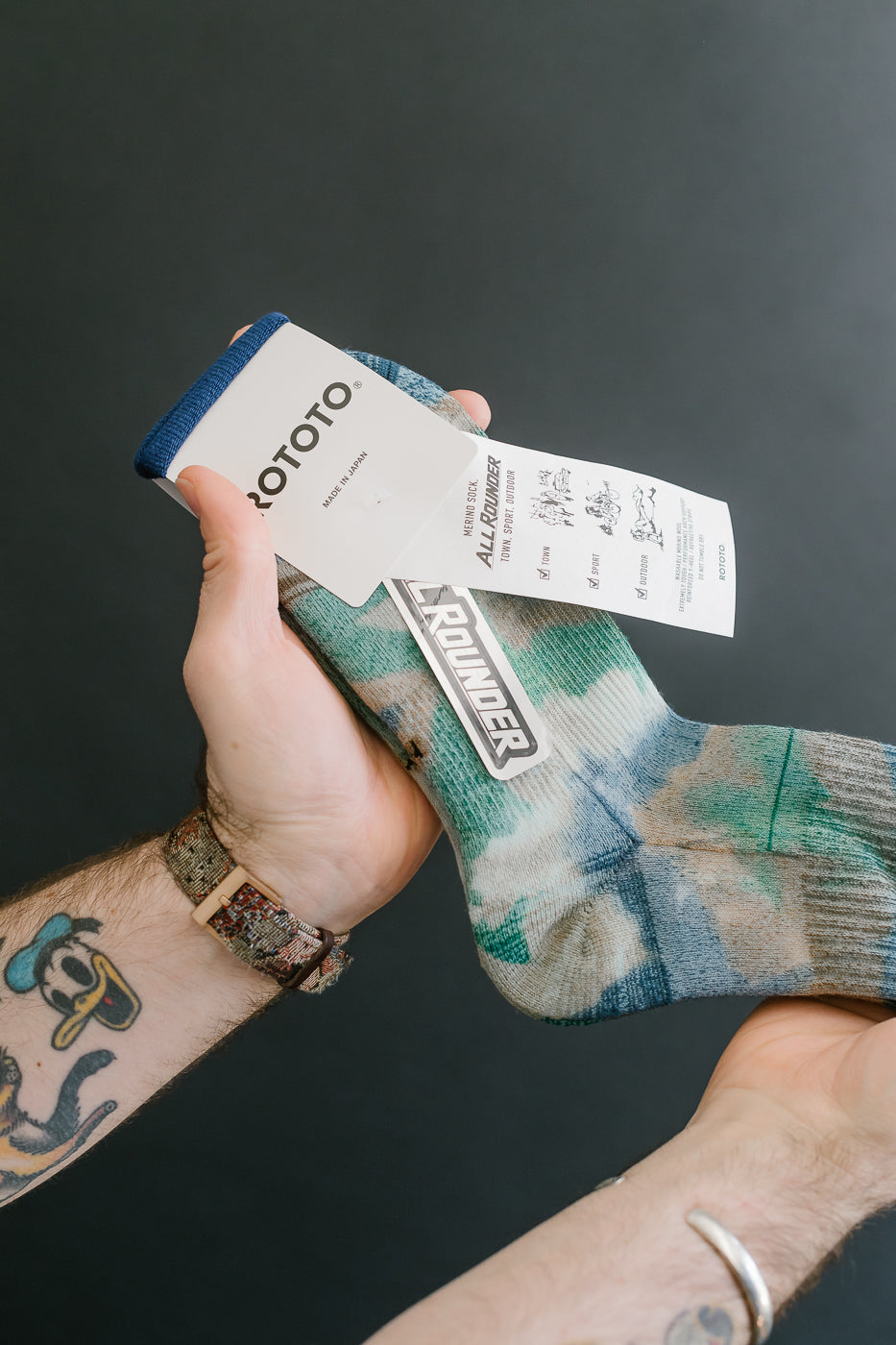 R1564 - Allrounder Merino Tie Dye Crew Sock - Green, Blue