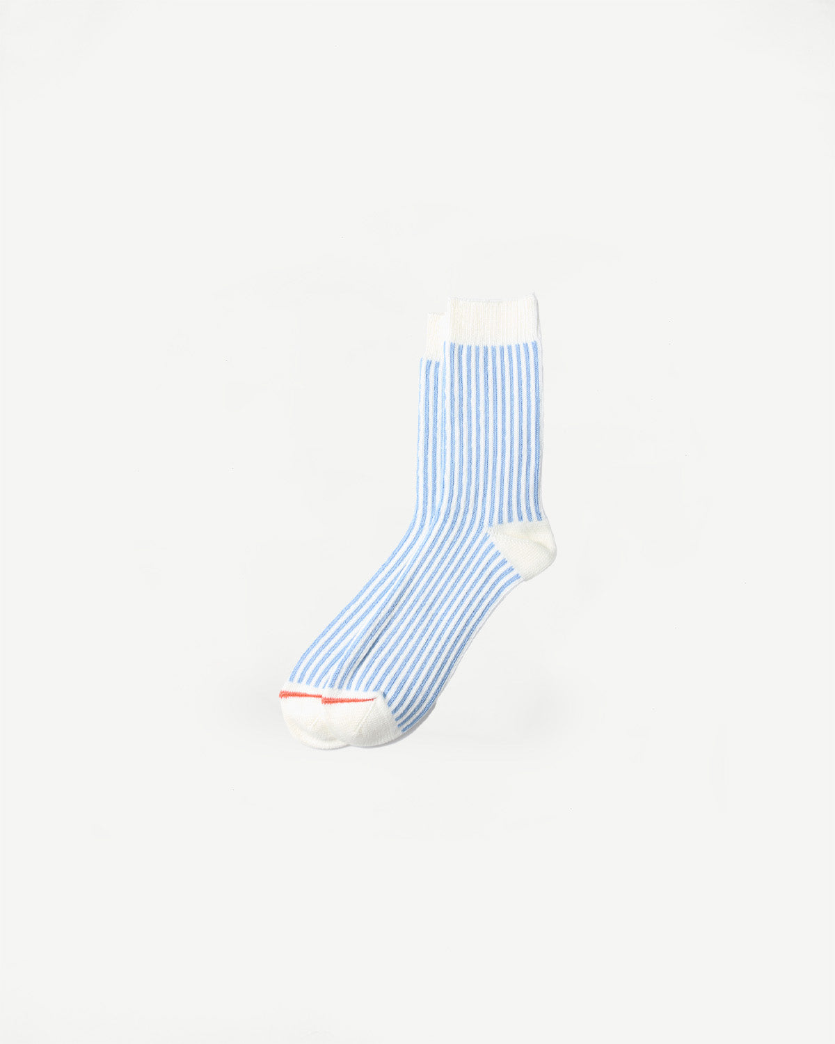 R1586 - Vertical Stripe Sock - White, Light Blue