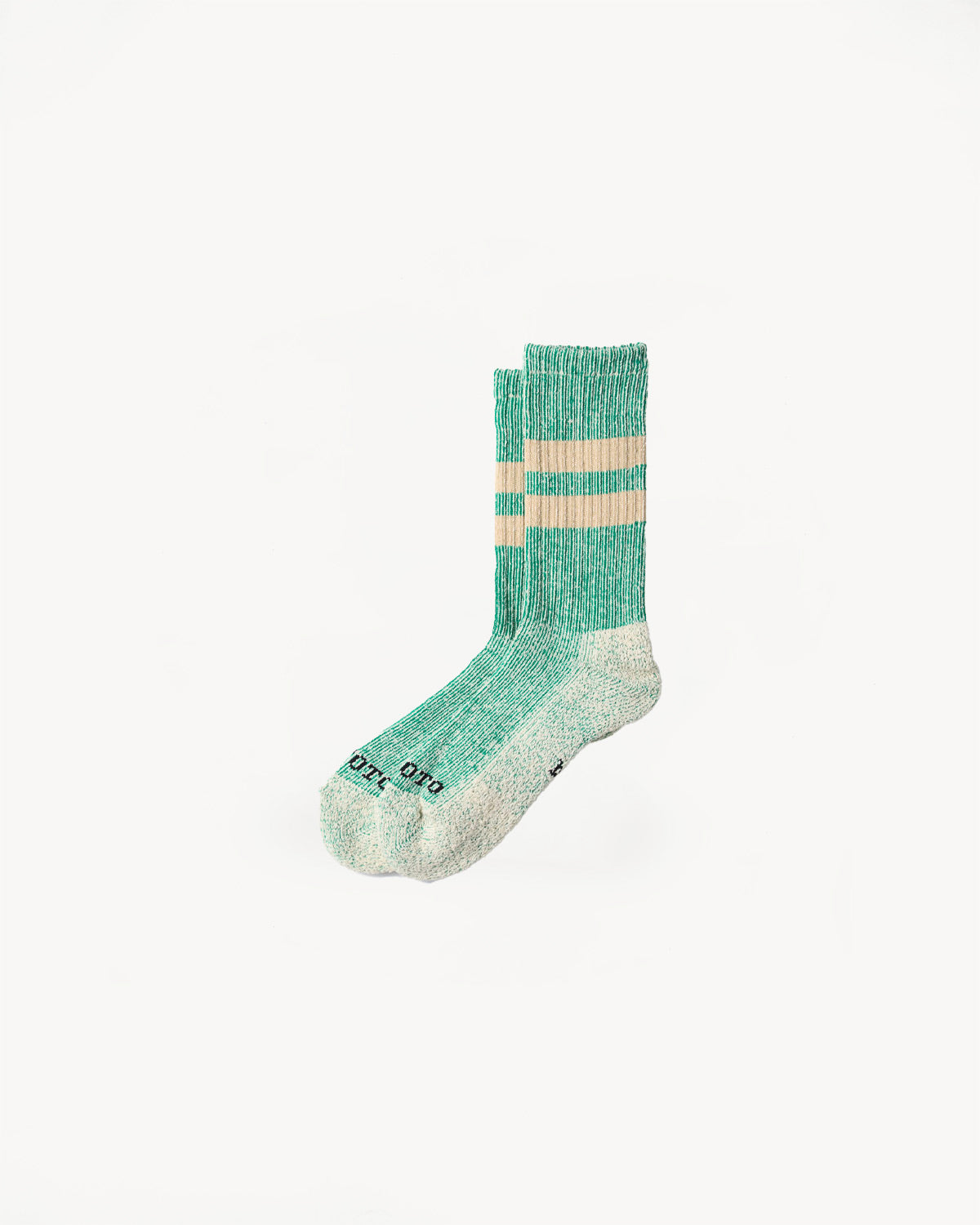 R1589 - Pile Stripe Marl Socks - Green, Beige