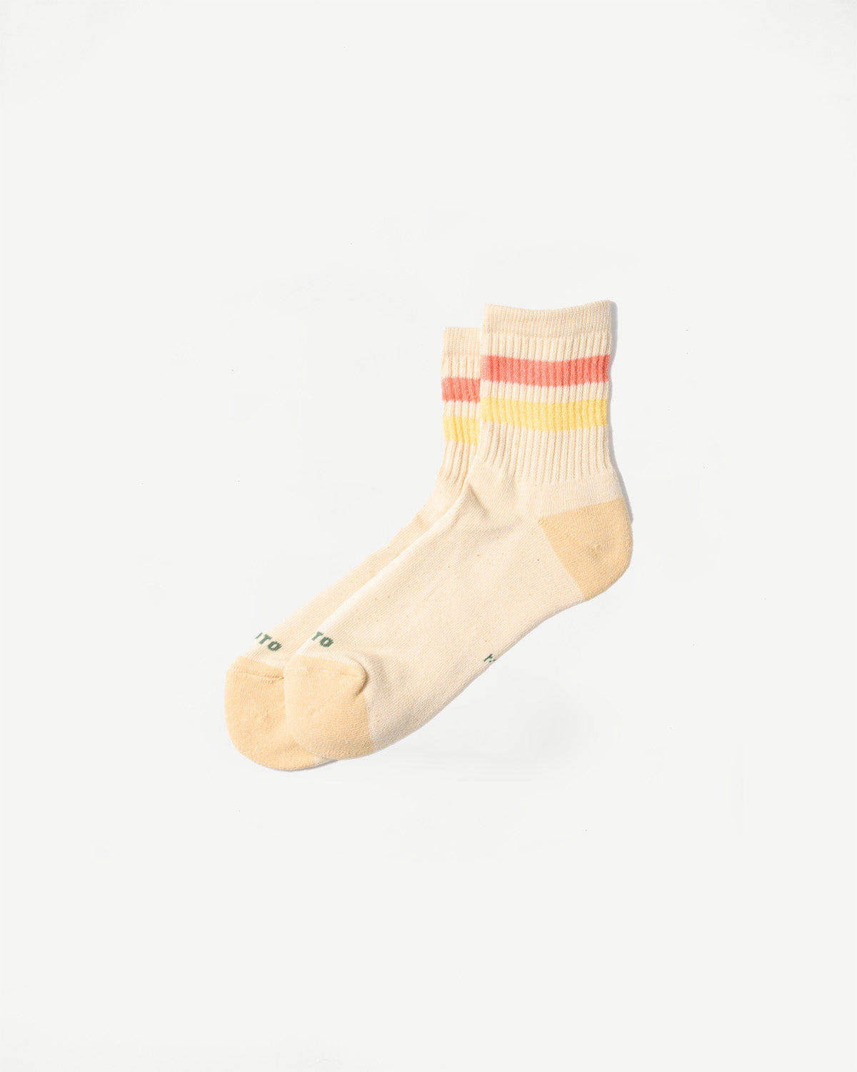 R1591 - Retro Athletic Ankle Sock - Coral, Light Yellow