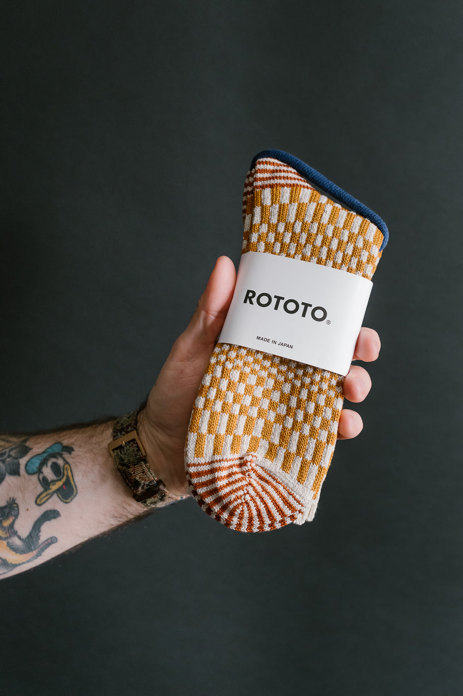 R1609 - Warped Checkerboard Sock - Gold