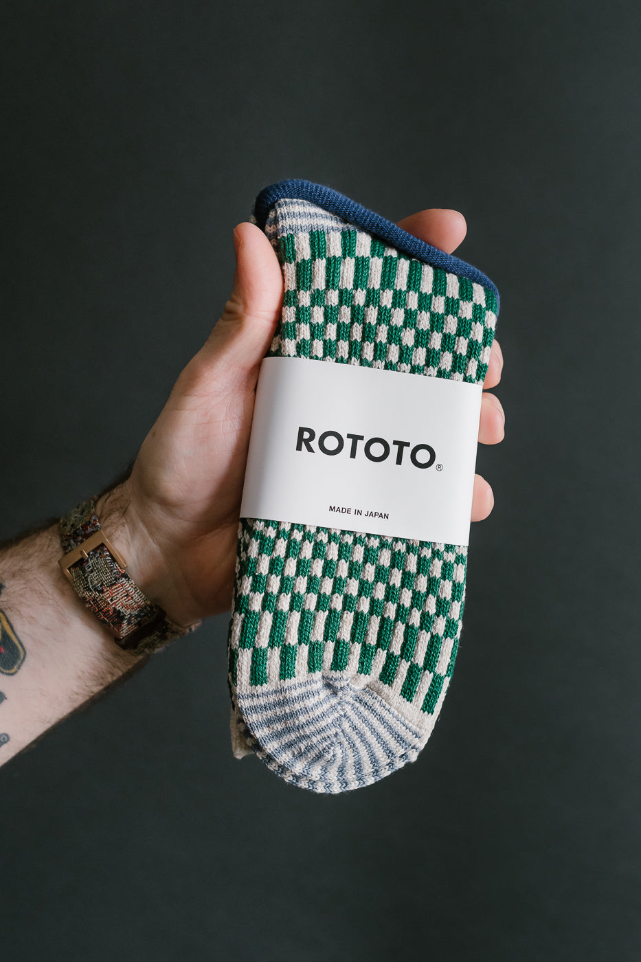 R1609 - Warped Checkerboard Sock - Green