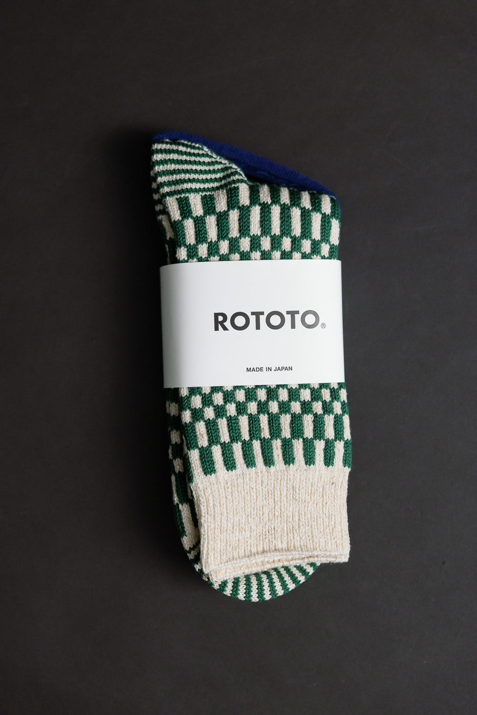 R1621 - Checkerboard Pattern Crew Socks - Green | Dant
