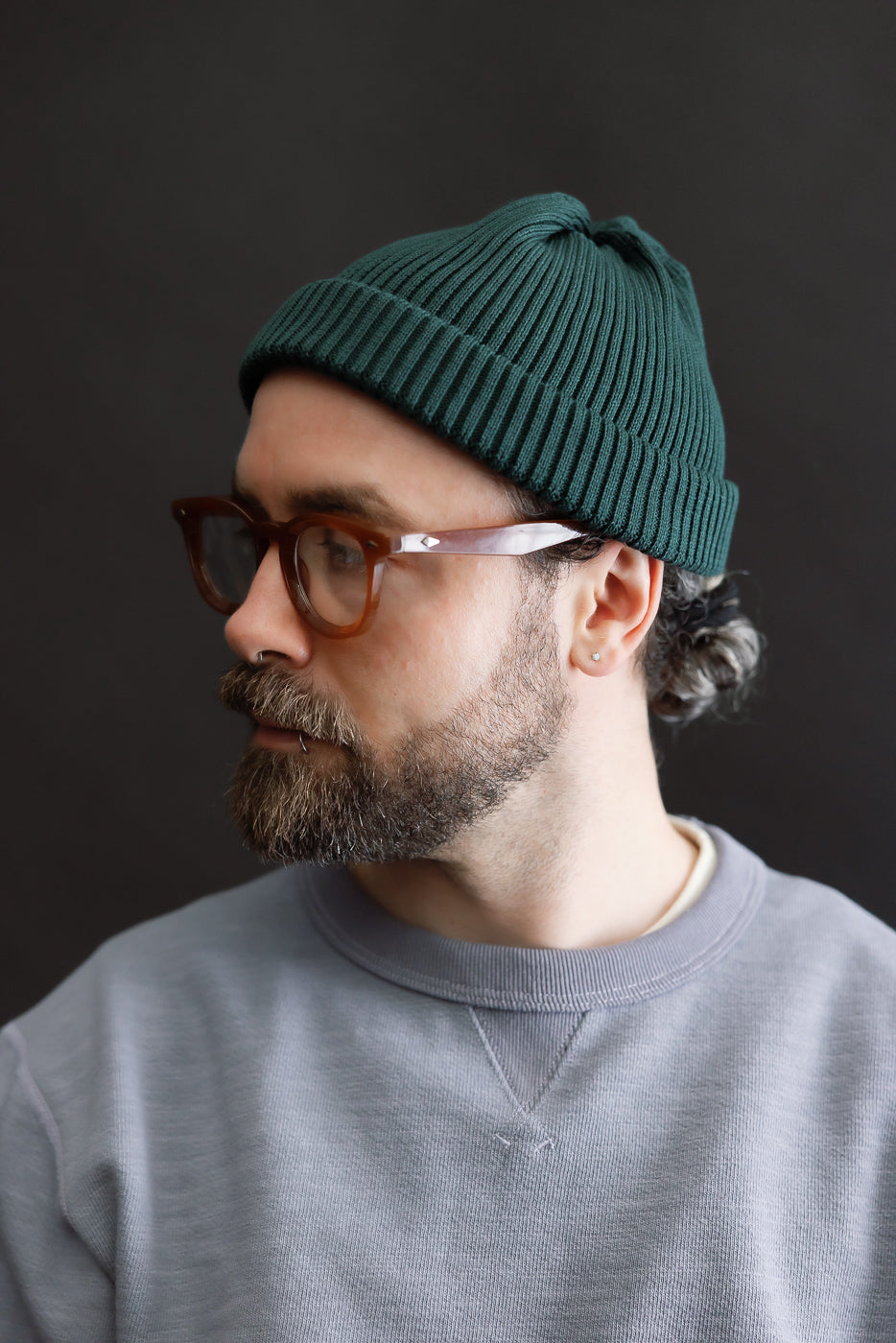 R5021 - Cotton Roll-Up Beanie - Forest Green | Dant