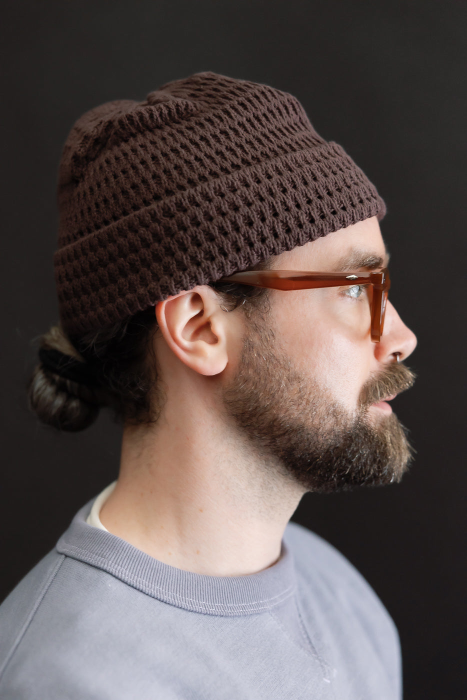 R5163 - Recycled Cotton Open Knit Beanie - Brown | Dant
