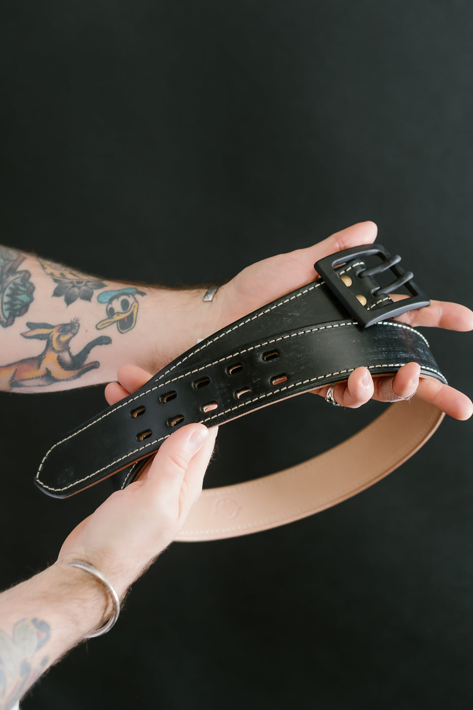 A107HSII - Extra Thick Bridle Leather Belt - Black | Dant display picture 1