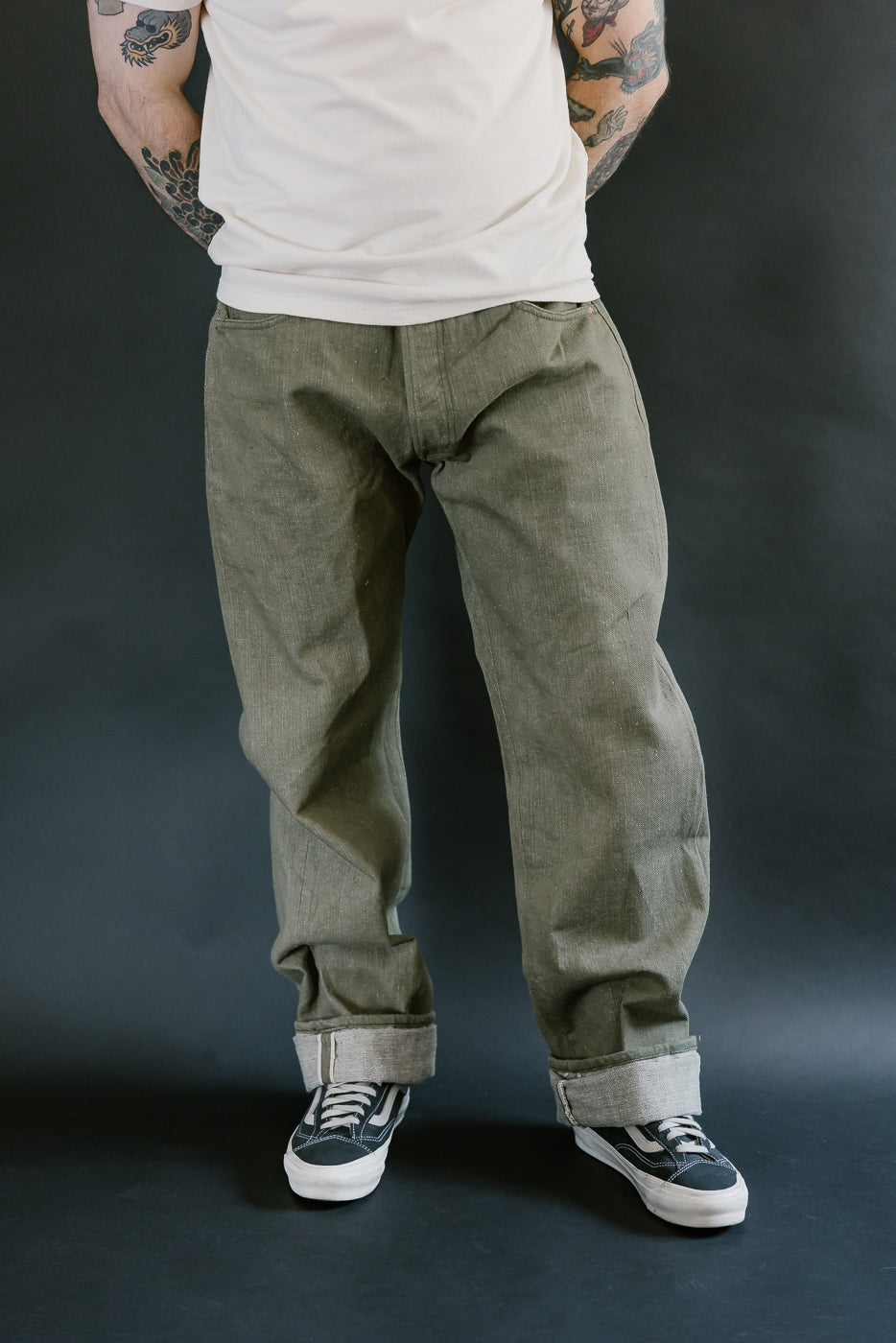 S0150GNX - 17oz Uguisu Denim - Regular Straight