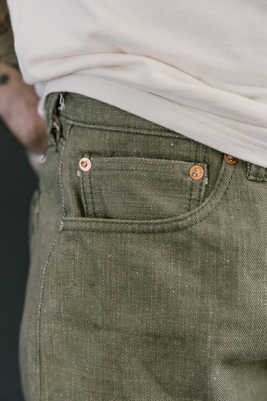 S0150GNX - 17oz Uguisu Denim - Regular Straight