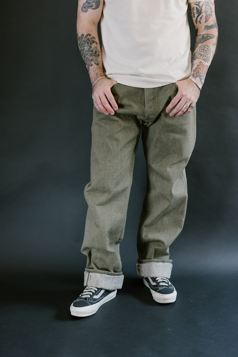 S0150GNX - 17oz Uguisu Denim - Regular Straight