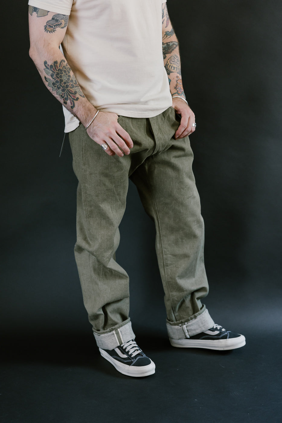 S0150GNX - 17oz Uguisu Denim - Regular Straight