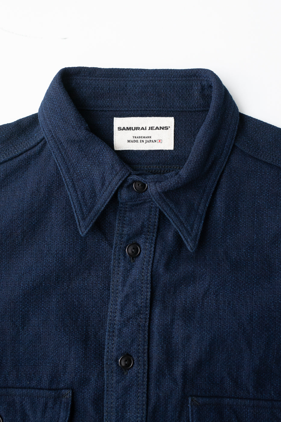 SAK24-01W - Spotted Work Shirt - Natural Indigo
