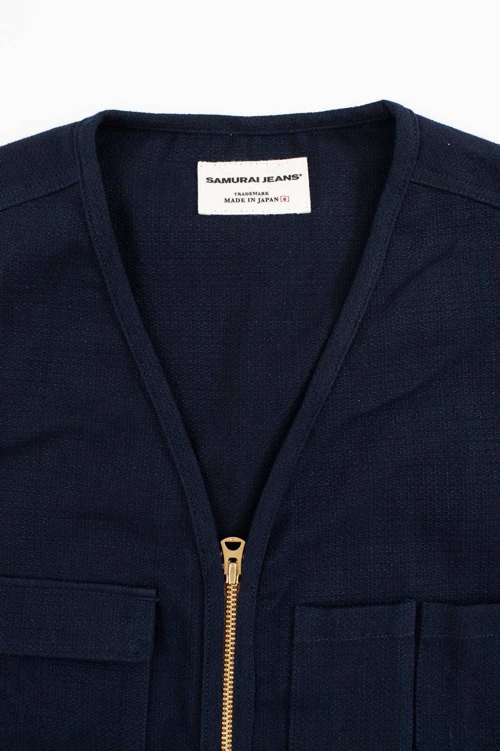 SJVT24-AK - 'Aimadara' Spotted Mixed Field Vest - Natural Indigo