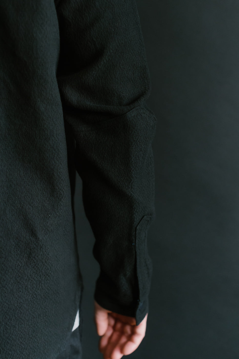SSN24-01W - Overdyed Sashiko Flannel Work Shirt - Black