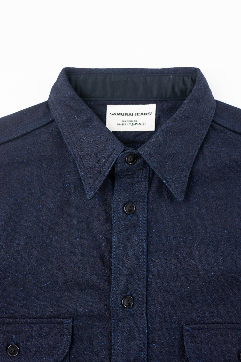 SSN25-01W - Snake Jacquard Work Shirt - Indigo