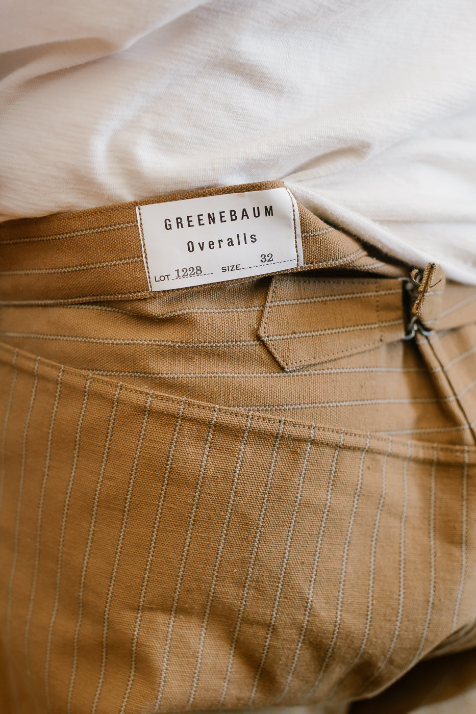 Lot 1228 - 1874 Greenebaum Heavy Leather Bound Overall Trousers - Duck Stripe