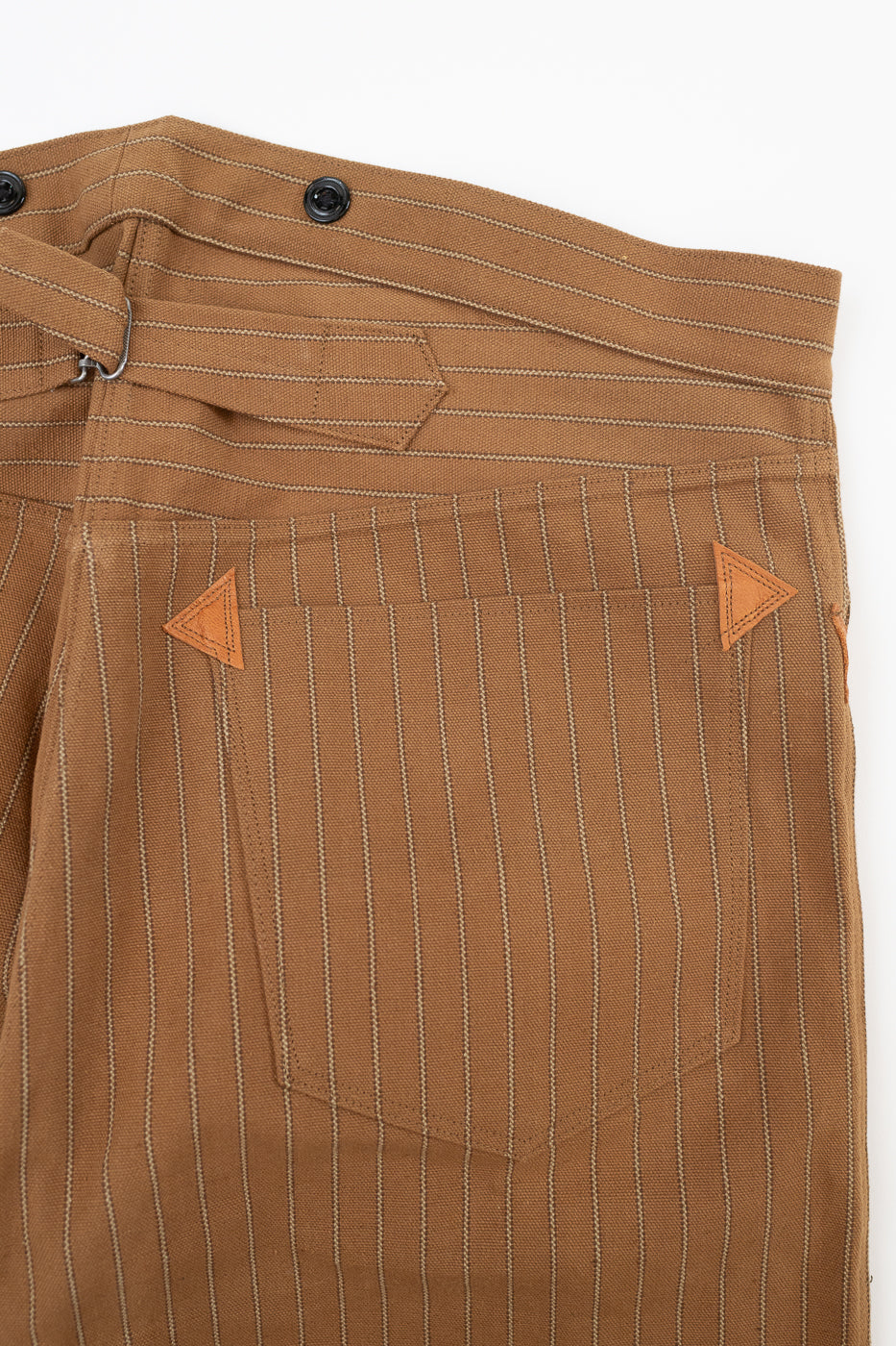 Lot 1228 - 1874 Greenebaum Heavy Leather Bound Overall Trousers - Duck Stripe